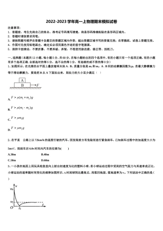 湖南省长沙市岳麓区湖南师范大学附中2022年高一物理第一学期期末综合测试模拟试题含解析