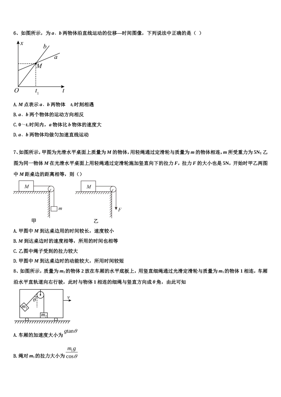 江苏省徐州市侯集高级中学2022年物理高一第一学期期末考试模拟试题含解析_第2页