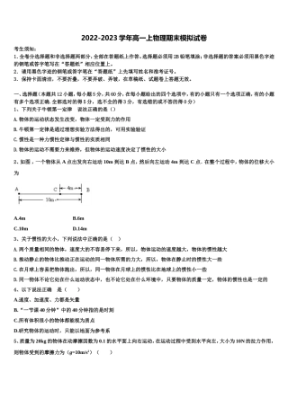 湖南长沙市麓山国际实验学校2022年物理高一第一学期期末质量跟踪监视试题含解析