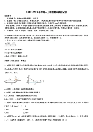 衡阳市重点中学2022年物理高一第一学期期末达标测试试题含解析