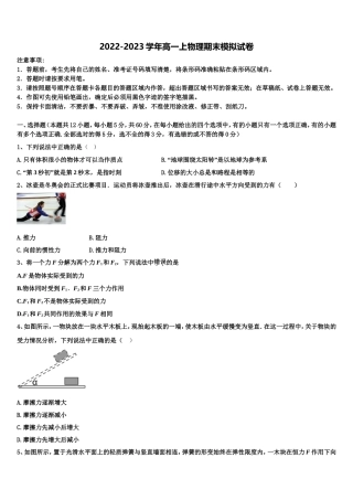 辽宁大连市普兰店区第二中学2022-2023学年高一物理第一学期期末达标检测模拟试题含解析