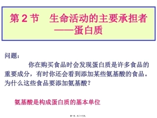 教学课件生命活动的主要承担者----蛋白质