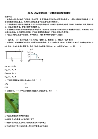 新疆2022-2023学年物理高一上期末达标检测模拟试题含解析