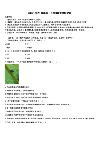 河南省南阳市省示范性高中联谊学校2022年物理高一上期末调研模拟试题含解析