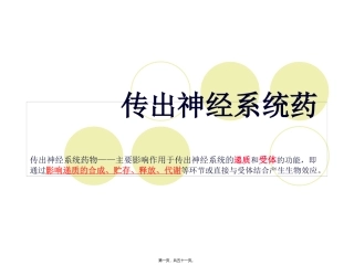 培训课件 传出神经系统药汇总