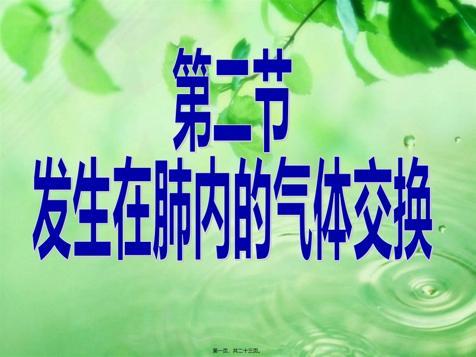 培训讲座课件 发生在肺内的气体交换_第1页
