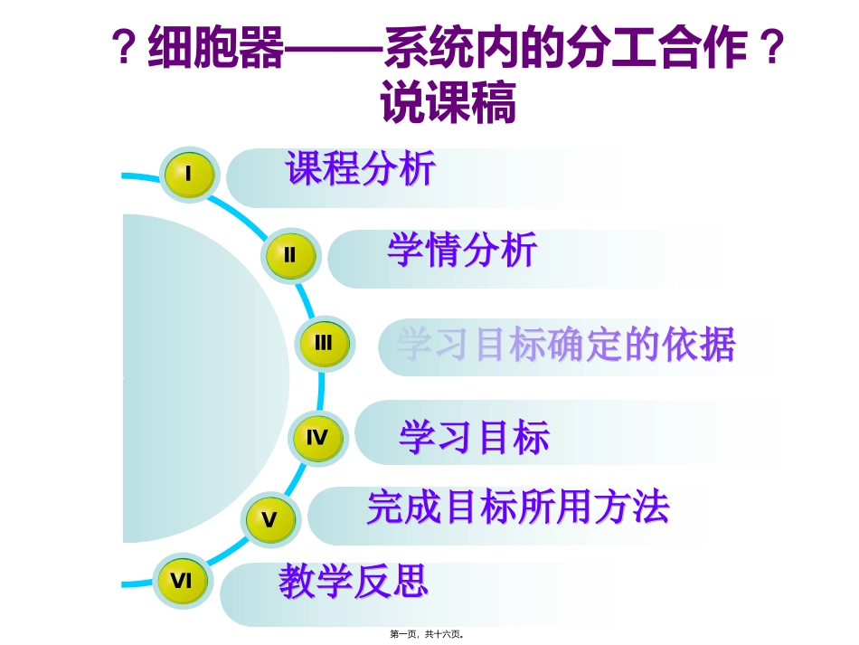 《细胞器——系统内的分工合作》说课稿课件_第1页