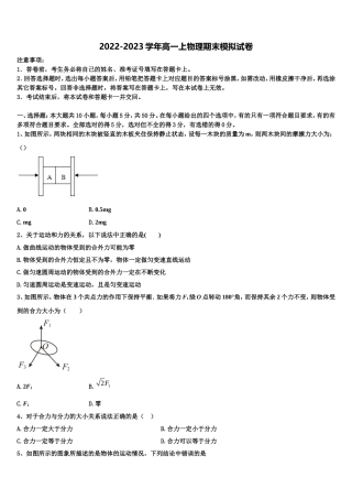 西藏自治区拉萨市北京实验中学2022-2023学年高一物理第一学期期末考试试题含解析