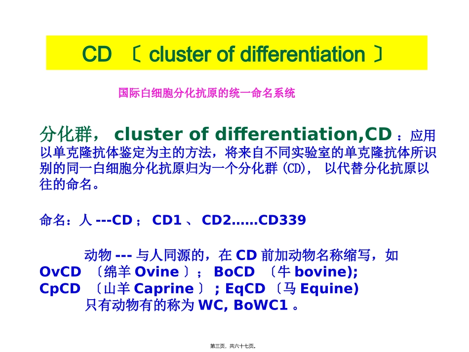 Lecture8-白细胞分化抗原和黏附分子_第3页