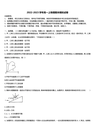 枣庄市重点中学2022-2023学年高一物理第一学期期末达标测试试题含解析