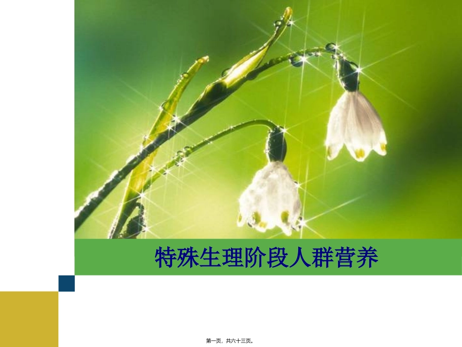 特殊生理阶段人群营养 培训讲座课件_第1页