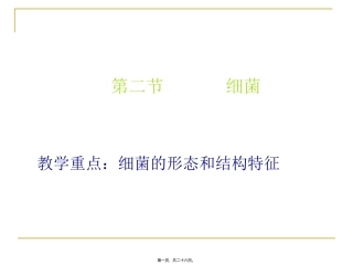 生物教学课件 细菌 教学重点：细菌的形态和结构特征