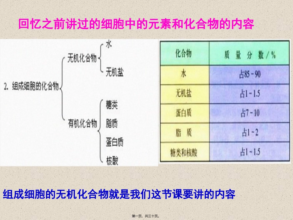 细胞中的无机物 生物教学课件_第1页