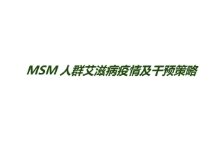 MSM人群艾滋病疫情及干预策略