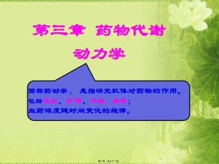 医学教学课件 第三章 药物代谢动力学