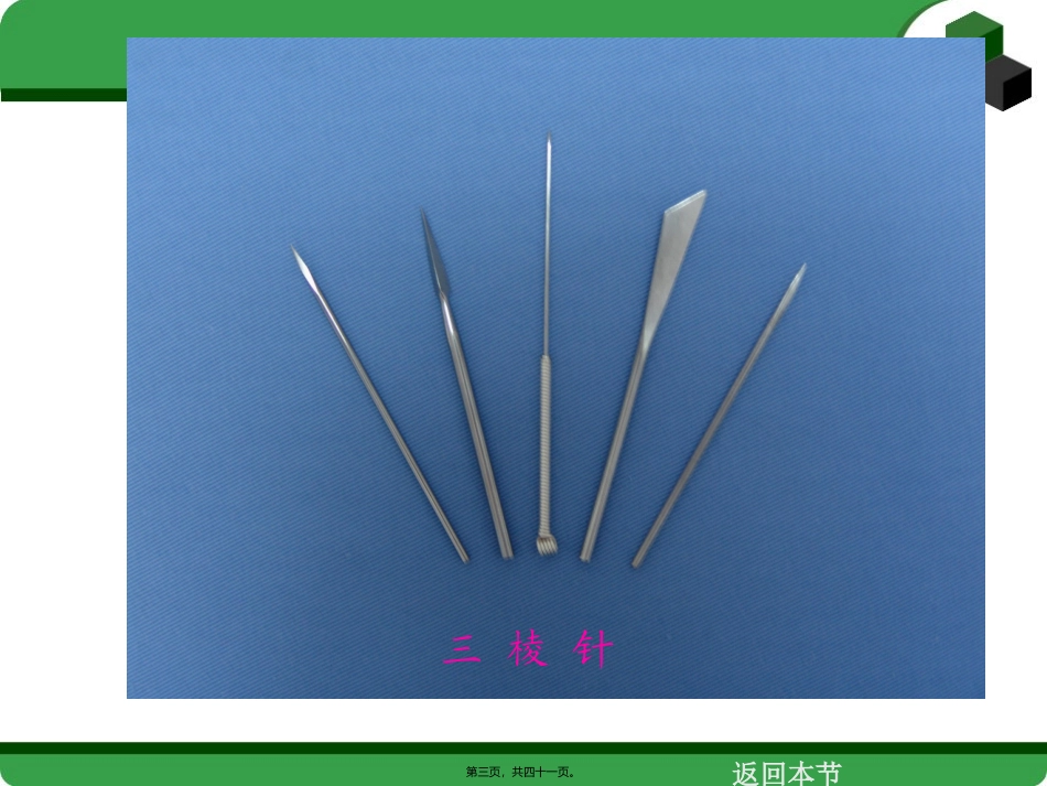8刺灸法各论·第四节三棱针法-皮肤针法-皮内针法-电针法-穴位注射法_第3页