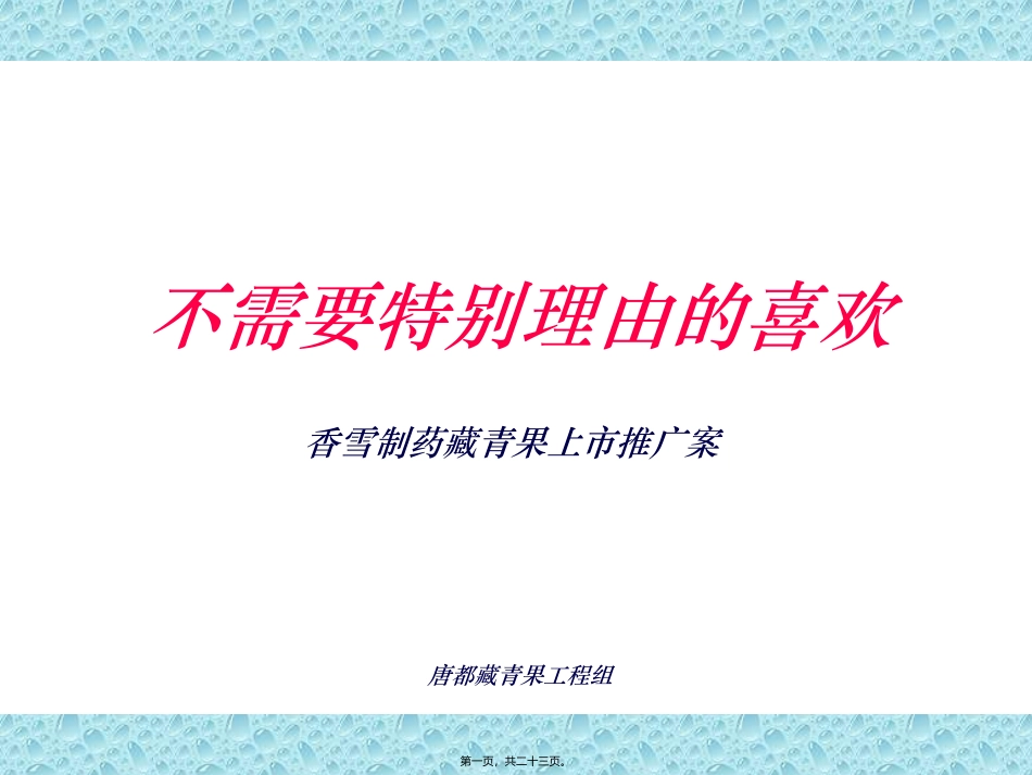 XX制药藏青果上市推广案_第1页