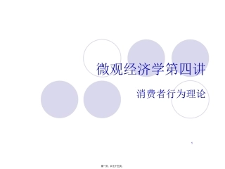 第4讲-效用理论(消费者行为理论)