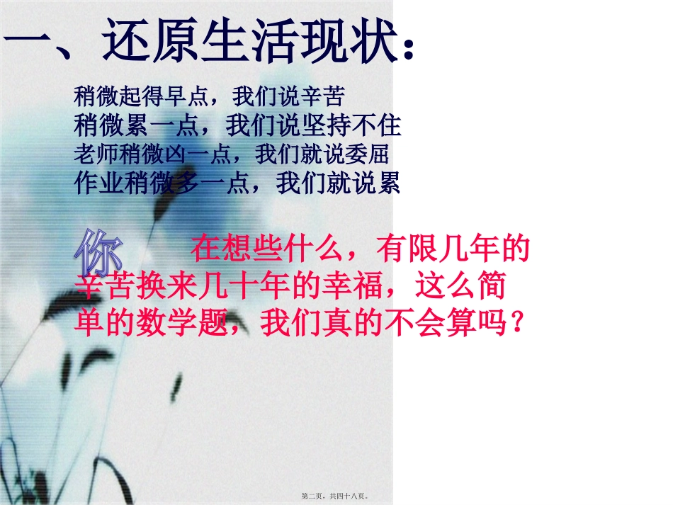 1411挥洒青春、放飞梦想主题班会ppt_第2页