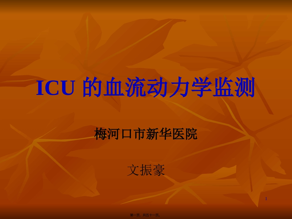 ICU的血流动力学监测_第1页