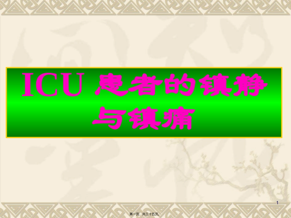 ICU患者的镇静与镇痛_第1页