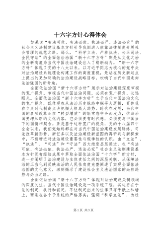 十六字方针心得体会