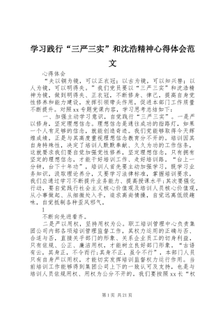 学习践行“三严三实”和沈浩精神心得体会范文