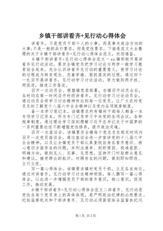 乡镇干部讲看齐+见行动心得体会