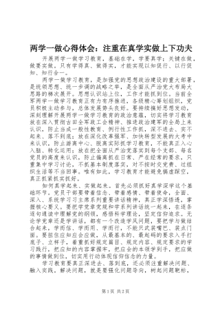 两学一做心得体会：注重在真学实做上下功夫