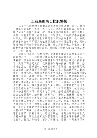 工商局副局长挂职感想