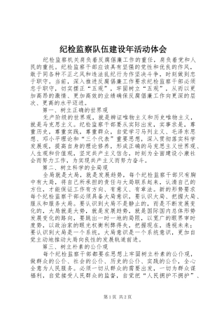 纪检监察队伍建设年活动体会