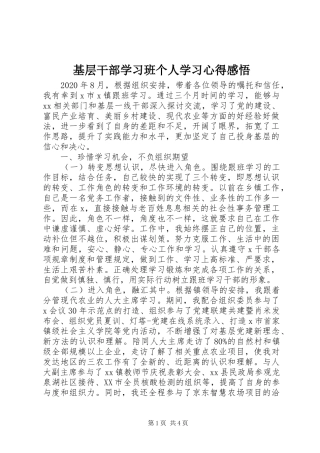 基层干部学习班个人学习心得感悟