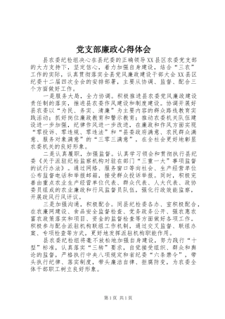 党支部廉政心得体会