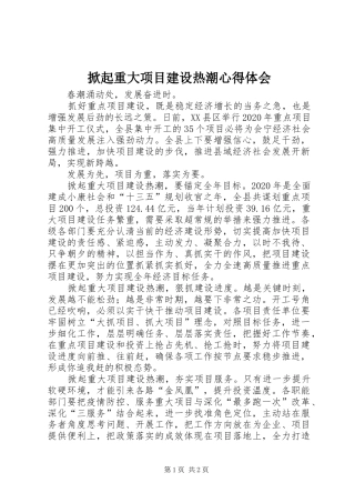 掀起重大项目建设热潮心得体会