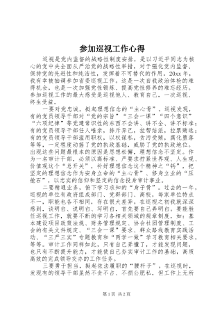 参加巡视工作心得