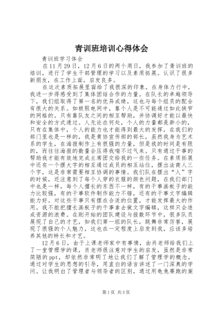 青训班培训心得体会