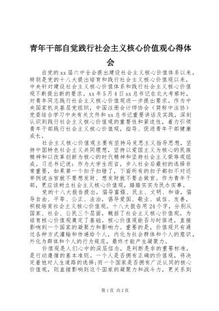 青年干部自觉践行社会主义核心价值观心得体会