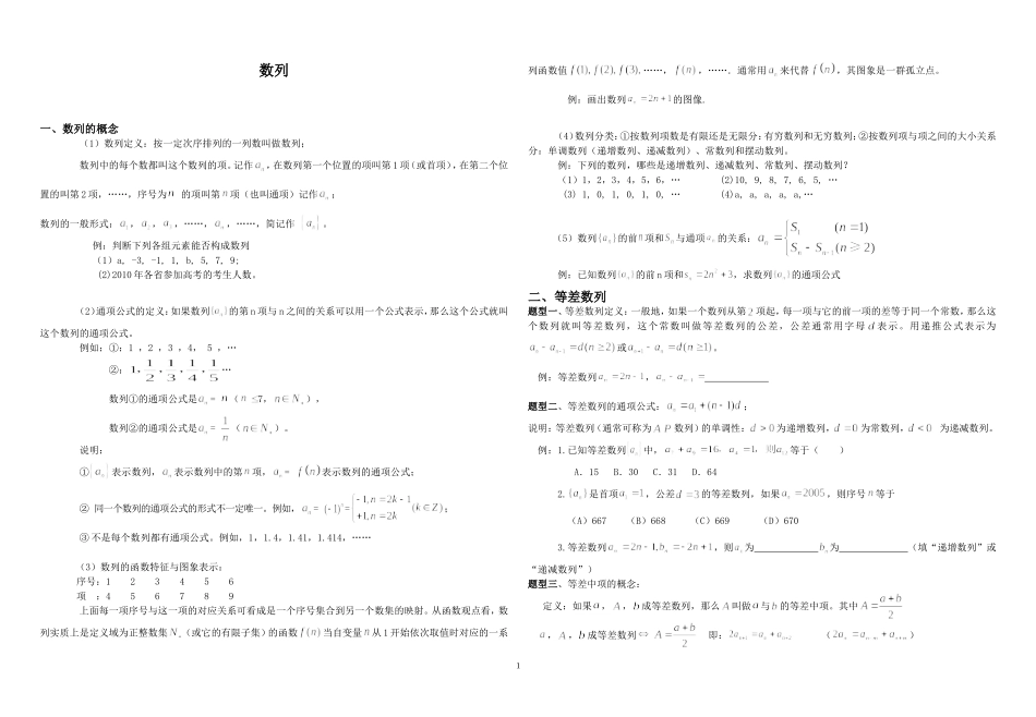 数列知识点总结及题型归纳_第1页