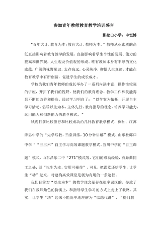 参加青年教师教育教学培训感言 (2)