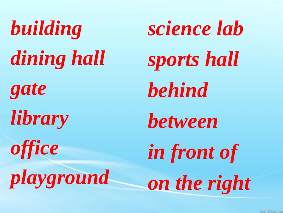 外研版（2012新版)七年级上Module3MyschoolUnit2Thelibraryisontheleftoftheplayground-36270_第1页