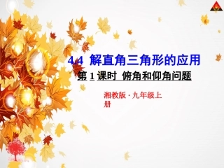 最新湘教版九年级数学上册44解直角三角形的应用(1)