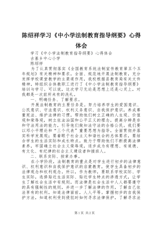 陈绍祥学习《中小学法制教育指导纲要》心得体会