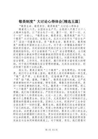 敬畏制度”大讨论心得体会[精选五篇]