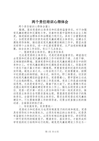 两个责任培训心得体会