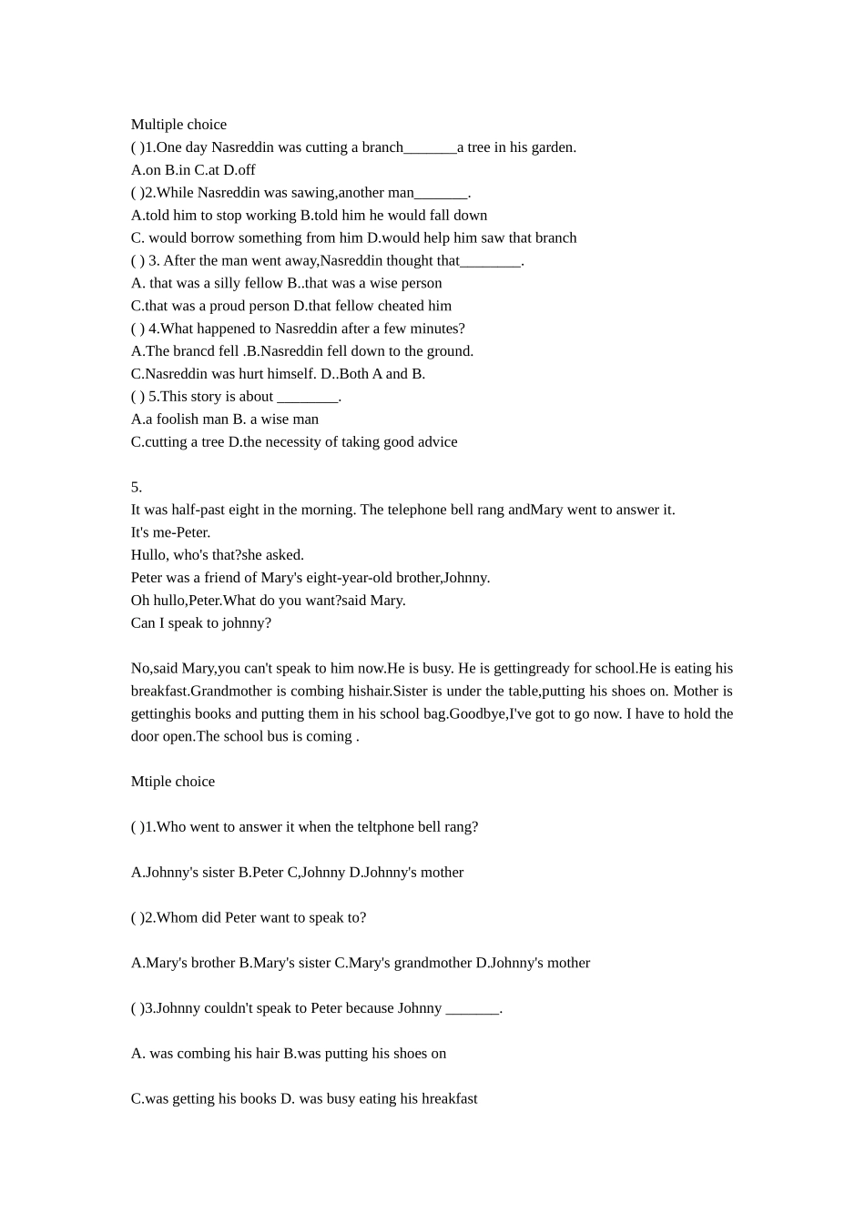 初中英语阅读理解练习题_第3页