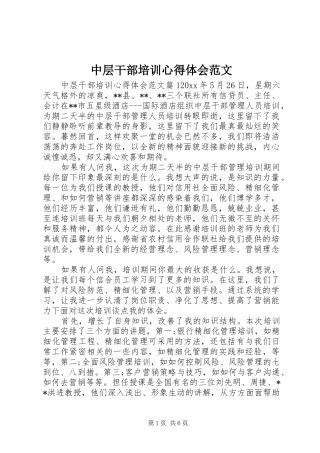 中层干部培训心得体会范文