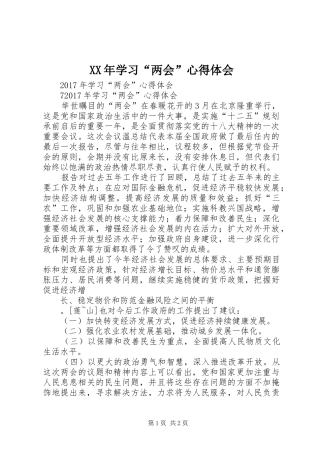 XX年学习“两会”心得体会