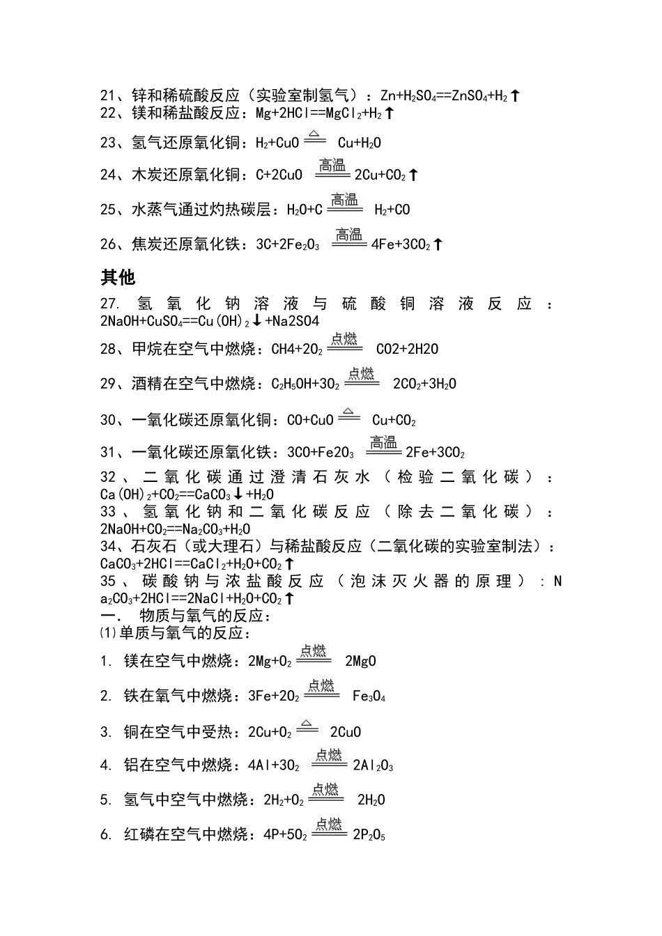 人教版初中化学方程式大全_第2页