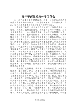 青年干部党校集体学习体会