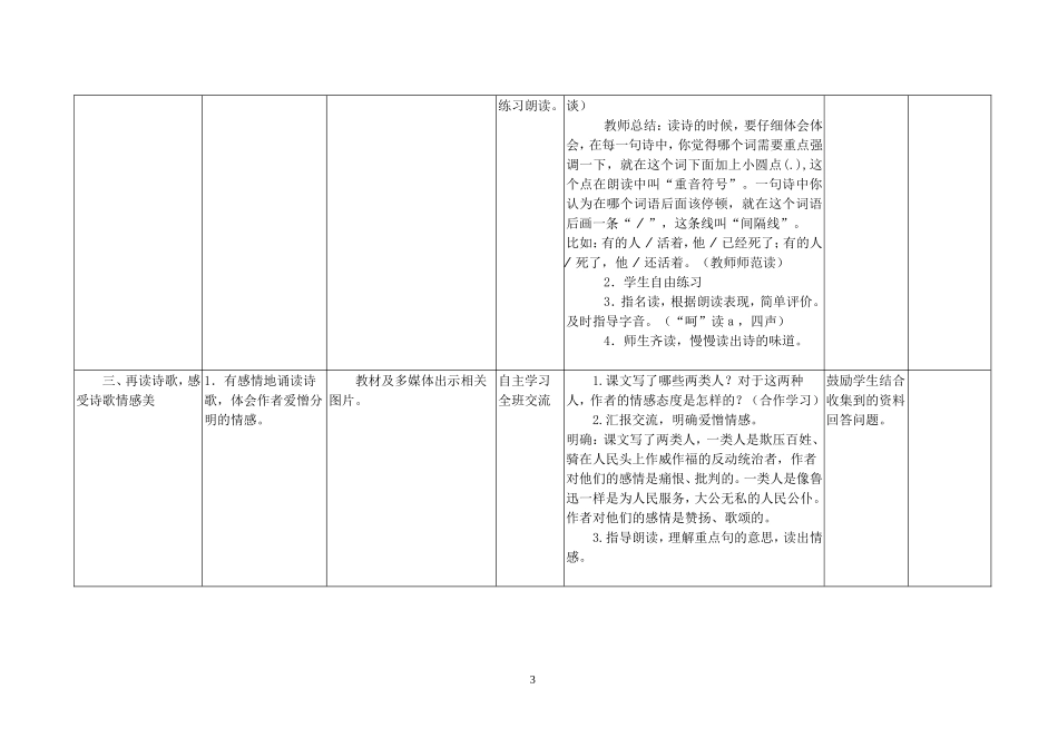 《有的人》学习设计备课方案（徐婷婷）_第3页